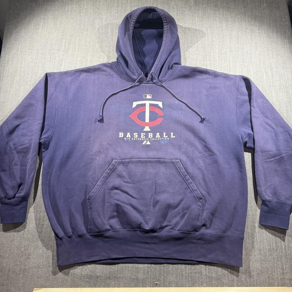 Minnesota Twins Hoodie Mens 2XL Purple MLB Baseball Majestic Authentic Pullover - Picture 1 of 7